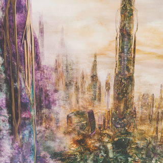 Sporehalo style, Midjourney V6.1: megacity with futuristic bioarchitecture