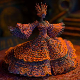 Contourstitch style, Midjourney V6.1: haute-couture fashion outfit