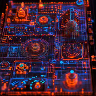 Contourstitch style, Midjourney V6.1: technical infrastructure blueprint schematics