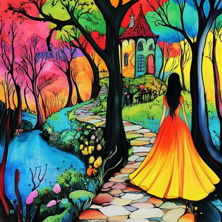 Mosaic Stagecraft style, Midjourney V6.1: retro fairy-tale illustration