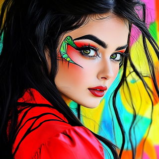 Mosaic Stagecraft style, Midjourney V6.1: photographic portrait of female protagonist