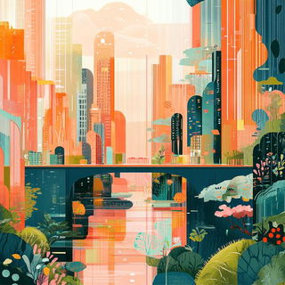 Portal Fibers style, Midjourney V6.1: megacity with futuristic bioarchitecture