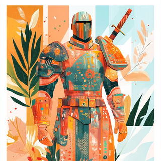 Portal Fibers style, Midjourney V6.1: concept art character design of retropunk steam knight