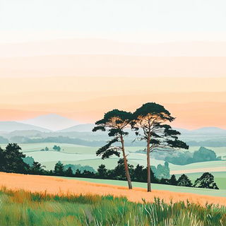 Portal Fibers style, Midjourney V6.1: realistic landscape photograph of quiet dawn