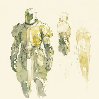 Lineviva style, Midjourney V6.1: concept art character design of retropunk steam knight