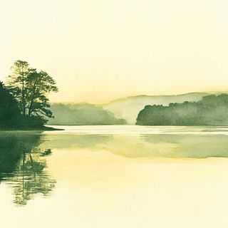 Lineviva style, Midjourney V6.1: realistic landscape photograph of quiet dawn