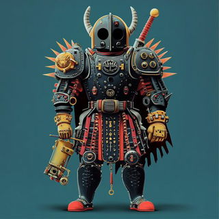 Prismbark style, Midjourney V6.1: concept art character design of retropunk steam knight