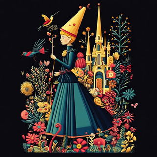Prismbark style, Midjourney V6.1: retro fairy-tale illustration