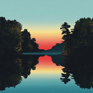 Prismbark style, Midjourney V6.1: realistic landscape photograph of quiet dawn
