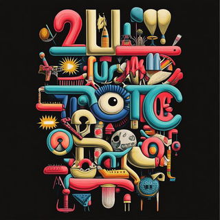 Prismbark style, Midjourney V6.1: typographic composition with large letters