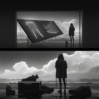 Studyroom Phyllotaxy style, Midjourney V6.1: black-and-white manga comic strip