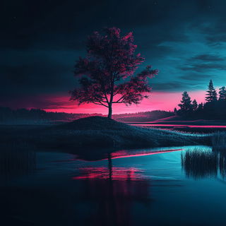 Studyroom Phyllotaxy style, Midjourney V6.1: realistic landscape photograph of quiet dawn