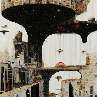 Inkbaroque Wilds style, Midjourney V6.1: megacity with futuristic bioarchitecture
