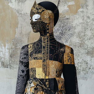 Inkbaroque Wilds style, Midjourney V6.1: haute-couture fashion outfit