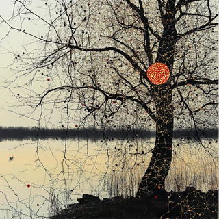 Inkbaroque Wilds style, Midjourney V6.1: realistic landscape photograph of quiet dawn
