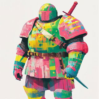 Ornithogilt style, Midjourney V6.1: concept art character design of retropunk steam knight