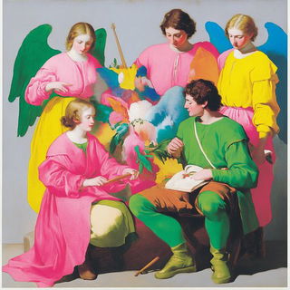 Ornithogilt style, Midjourney V6.1: classical 18th-century oil painting