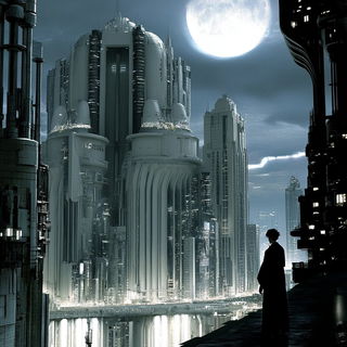 Photocollage Gearpunk style, Midjourney V6.1: megacity with futuristic bioarchitecture