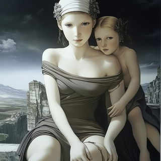 Photocollage Gearpunk style, Midjourney V6.1: classical 18th-century oil painting