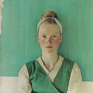 Iridescapes style, Midjourney V6.1: photographic portrait of female protagonist