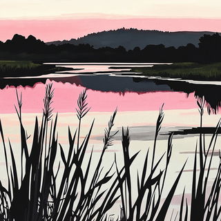Coralink Carnivalesque style, Midjourney V6.1: realistic landscape photograph of quiet dawn
