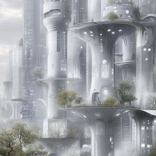 Chiaroscuro Horseplay style, Midjourney V6.1: megacity with futuristic bioarchitecture
