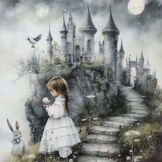 Chiaroscuro Horseplay style, Midjourney V6.1: retro fairy-tale illustration