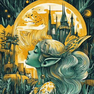 Gradient Loom Theory style, Midjourney V6.1: retro fairy-tale illustration