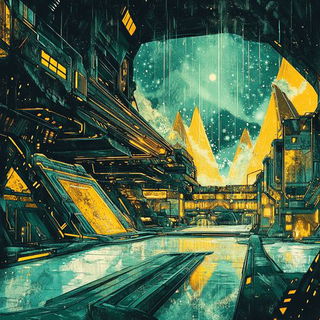 Gradient Loom Theory style, Midjourney V6.1: cinematic shot from sci-fi movie