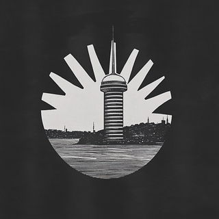 Nacre Vow style, Midjourney V6.1: bold minimalist logo design for Istanbul city municipal services