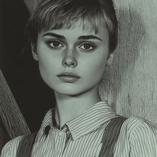 Nacre Vow style, Midjourney V6.1: photographic portrait of female protagonist