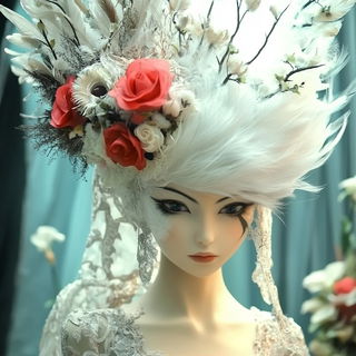 Botanoballet style, Midjourney V6.1: haute-couture fashion outfit