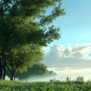 Botanoballet style, Midjourney V6.1: realistic landscape photograph of quiet dawn
