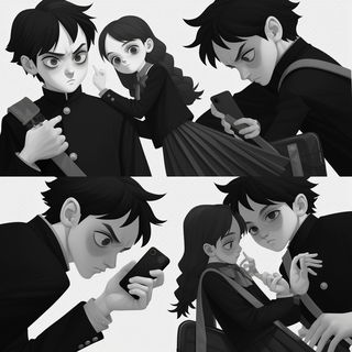 Basaltflare Stratigraphy style, Midjourney V6.1: black-and-white manga comic strip