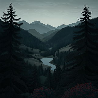 Basaltflare Stratigraphy style, Midjourney V6.1: realistic landscape photograph of quiet dawn