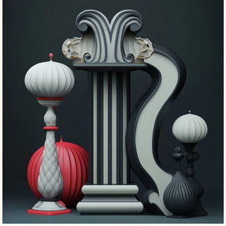 Basaltflare Stratigraphy style, Midjourney V6.1: typographic composition with large letters