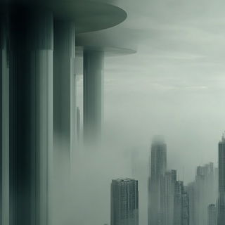 Folkbrute Theatrics style, Midjourney V6.1: megacity with futuristic bioarchitecture