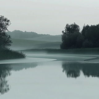 Folkbrute Theatrics style, Midjourney V6.1: realistic landscape photograph of quiet dawn