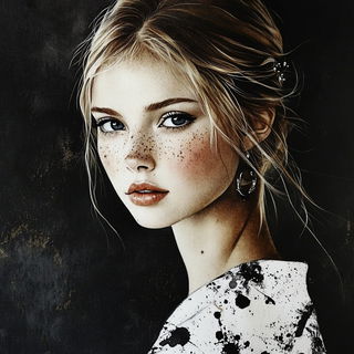 Woodland Cinemanga style, Midjourney V6.1: photographic portrait of female protagonist