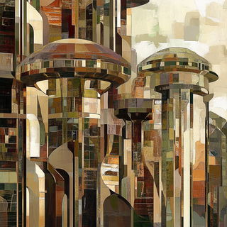 Atlascrash style, Midjourney V6.1: megacity with futuristic bioarchitecture