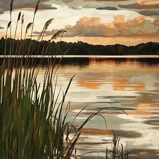 Atlascrash style, Midjourney V6.1: realistic landscape photograph of quiet dawn