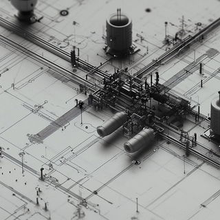 Canyonglow style, Midjourney V6.1: technical infrastructure blueprint schematics