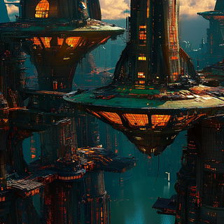 Architexture style, Midjourney V6.1: megacity with futuristic bioarchitecture