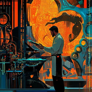 Architexture style, Midjourney V6.1: editorial illustration for popular scientific magazine cover