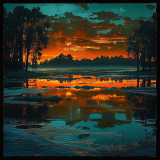 Architexture style, Midjourney V6.1: realistic landscape photograph of quiet dawn