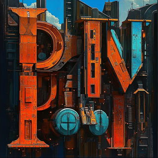 Architexture style, Midjourney V6.1: typographic composition with large letters