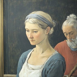 Chromacubist Folkcut style, Midjourney V6.1: classical 18th-century oil painting