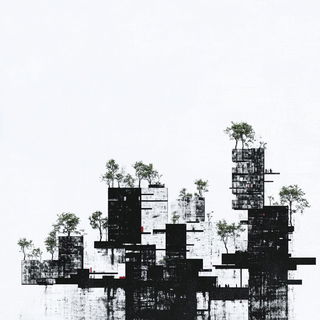 Lavender Toner Works style, Midjourney V6.1: megacity with futuristic bioarchitecture