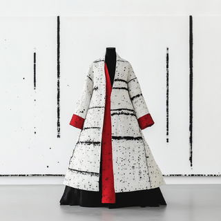 Lavender Toner Works style, Midjourney V6.1: haute-couture fashion outfit