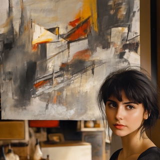 Softscour style, Midjourney V6.1: photographic portrait of female protagonist